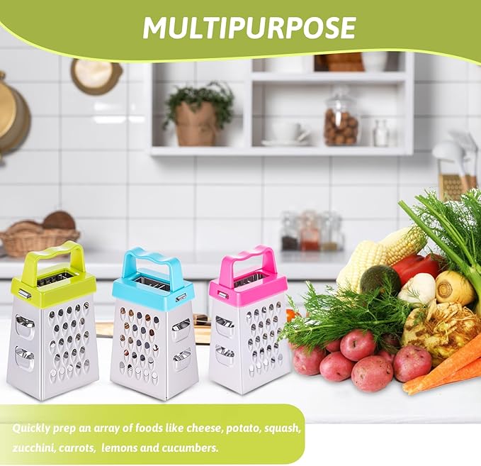 6 Pcs Mini Cheese Grater Professional Box Grater Stainless Steel Fine Coarse Handheld Slicer with 4 Sides Small Box Food Shredder Safe Zester