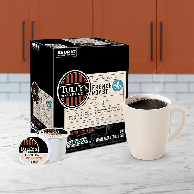 Tully's Coffee French Roast, Keurig Single-Serve K-Cup Pods, Dark Roast, 96 Count