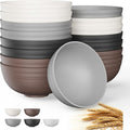 Quatish 16 PCS Unbreakable Cereal Bowls,Dishwasher & Microwave Safe Wheat Straw Bowls, Easy-to-Clean Lightweight Snack & Soup Bowl,Multi-Color Portable for Picnics Plastic Bowls Set, Brown