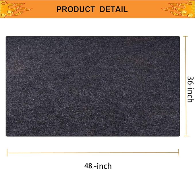 Under Grill Mat,Premium 36"x48"Absorbent Oil Protective mats for Deck &Patio,Grill Mat for Deck,Under Grill Floor Pad to Protect Deck,BBQ Mat for Under BBQ,Waterproof,Reusable