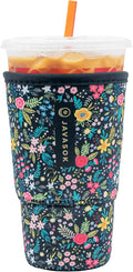 Sok It JavaSok Iced Coffee & Cold Soda Insulated Neoprene Cup Sleeve (English Garden Picnic, Large: 30-32oz)