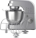 Hamilton Beach Electric Stand Mixer, 4 Quarts, Dough Hook, Flat Beater Attachments, Splash Guard 7 Speeds with Whisk, Silver
