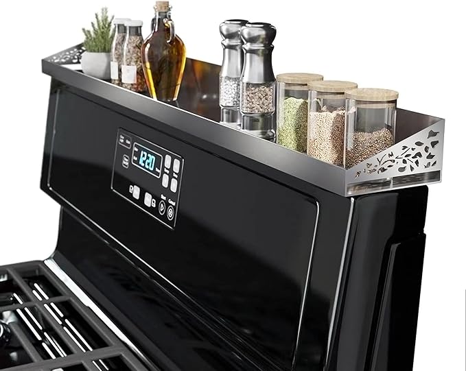 Stove Shelf for Stove Top, Spice Rack Organizer, Easy Installation, Kitchen Storage Solution, with Standard 30" Length, Brushed Stainless Steel, Non Magnate (Stainless Steel)
