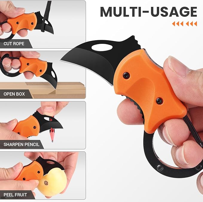 Small Pocket Knife for Men, Cool Folding Knife Box Cutter with 1.34inch Sharp Blade, Mini EDC Knives for Everyday Carry, Great Gift for Men (Orange)