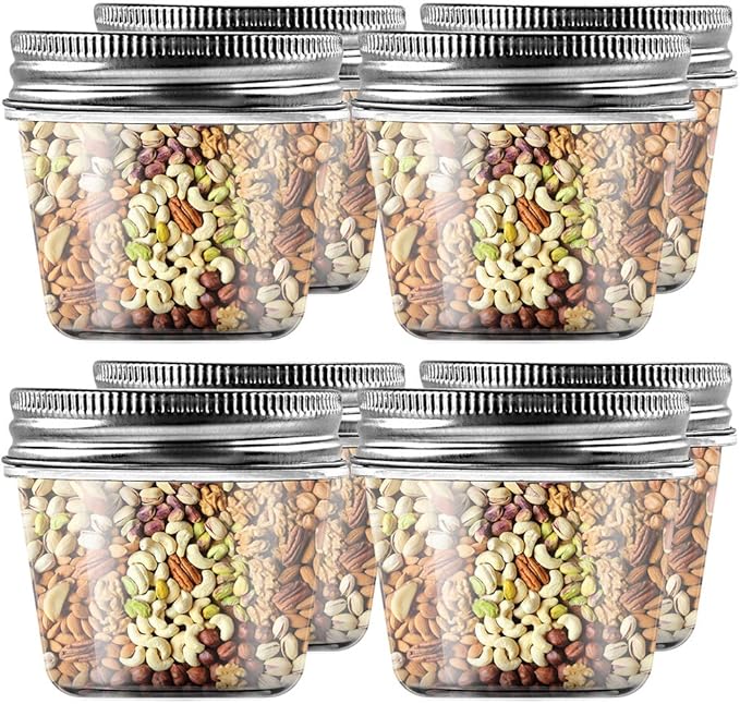 novelinks 4 oz Clear Plastic Jars with Screw-On Lids – Reusable Round Containers for Slime, Food, Spices, Crafts & Kitchen Organization – BPA-Free Storage Jars, 20 Pack