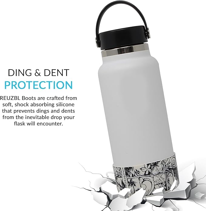 REUZBL Protective Silicone Bottle Boot for Owala FreeSip 40 oz, Hydro Flask 32-40 oz, Iron Flask, Takeya, Thermoflask, and Similar Wide Mouth Water Bottles, Protective Bottle Accessory