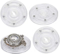TamBee 4PCS 3Inch Acrylic Lazy Susan Turntable Organizer Revolving Display Base White Acrylic for Spice Rack Table Cake Kitchen Pantry Decorating