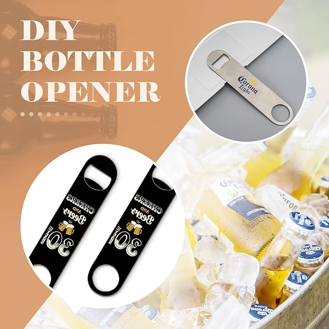 24 Pack Flat Beer Bottle Opener 7 inch Heavy Duty Stainless Steel Flat Bottle Opener Metal Beer Bottle Openers Silver Beer Openers for Bartender Kitchen Bar or Restaurant (Silver, 7 inch)