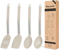 Kitchen Utensils Set of 4 Pack,Silicone Kitchen Utensils Set for Nonstick Cookware,Perfect for Baking and Mixing,Spatula Set BPA Free,Dishwasher Safe,Khaki