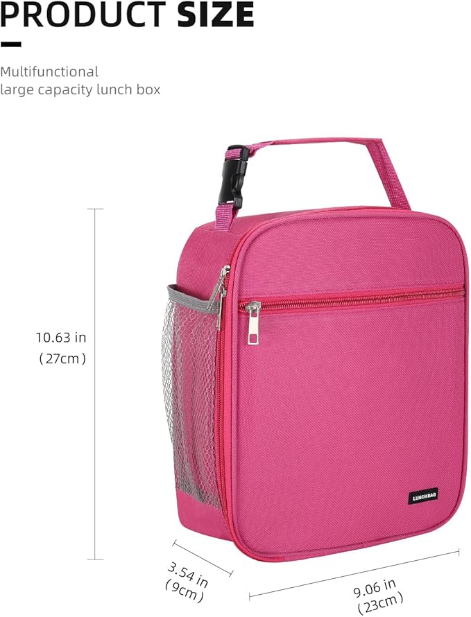 Lunch box Lunch bag for men women Insulated Lunchbox Lunch bags for Work Picnic Travel(Rose red)