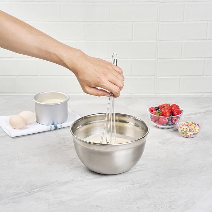 Restaurantware-German Standard 10.6 Inch Ball Whisks, 6 Dishwashable Kitchen Whisks - Ergonomic Handle, Durable, Stainless Steel Manual Egg Beater, Suitable For Whisking, Stirring, Mixing, Beating