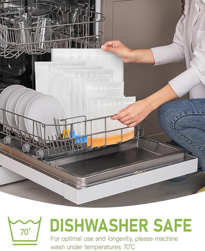 IDEATECH 8Pack Gallon Bags Dishwasher Safe, Leakproof Reusable Gallon Freezer Bags, BPA Free Reusable Gallon Bags, Reusable Food Storage Bags Silicone for Meats, Sandwich, Travel (8Gallon, Colored)