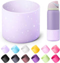Silicone Water Bottle Boot for Owala 32 oz, Anti-Slip Protective Sleeve for Twist, FreeSip & Flip Stainless Steel Bottles, Bottom Base (Glitter Purple)