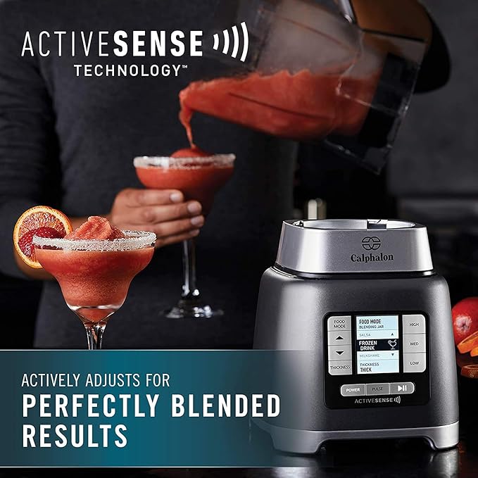 Calphalon Blender, 24-Oz Portable Blend-n-Go Smoothie Cup, ActiveSense 1200-Watt Motor, Dark Stainless Steel