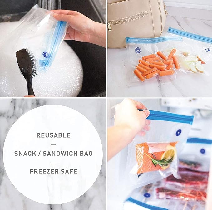 Sous Vide Bags for Joule and Anova Cookers - 20 Reusable BPA-Free Sous Vide Bags 11.0" x 10.2" Inch Quart Size -Vacuum Sealer Bags Food Storage Freezer Safe - Fits Any Sous Vide Machine