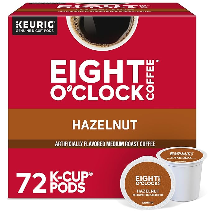 Eight O'Clock Coffee Hazelnut, Single-Serve Coffee K-Cup Pods, Medium Roast, 72 Count