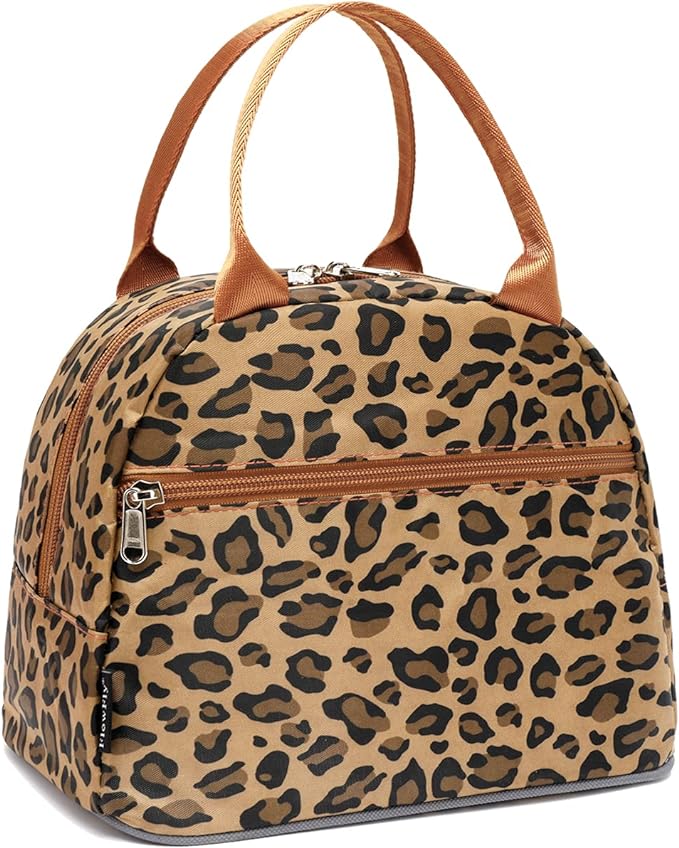 FlowFly Leopard Insulated Lunch Cooler Bag - Tote Organizer for Women/Men, Leopard