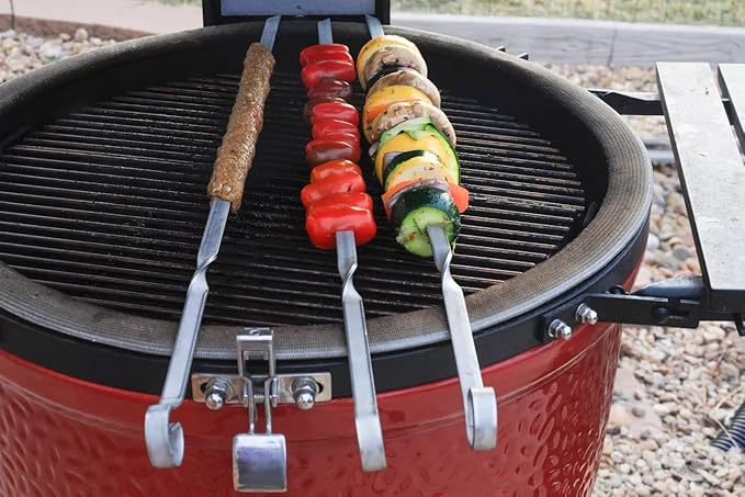 BBQ Shish Kabob Skewers, Kebab Skewers 17.7" Stainless Steel Reusable Flat BBQ Sticks for Meat Chicken Shrimp and Vegetable(8-Pack)