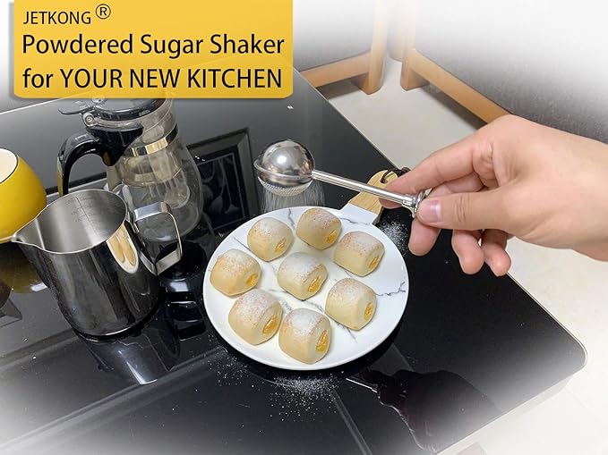 JETKONG Baker's Dusting Wand for Sugar, Flour and Spices, Stainless Steel Powdered Sugar Shaker Duster Sifter, Set of 2