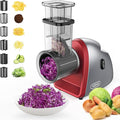 Electric Cheese Grater with 6 Different Shapes of Blades for Home Kitchen Use,250W Salad Shooter Electric Slicer for Vegetables,Fruits,Cheeses,Gray