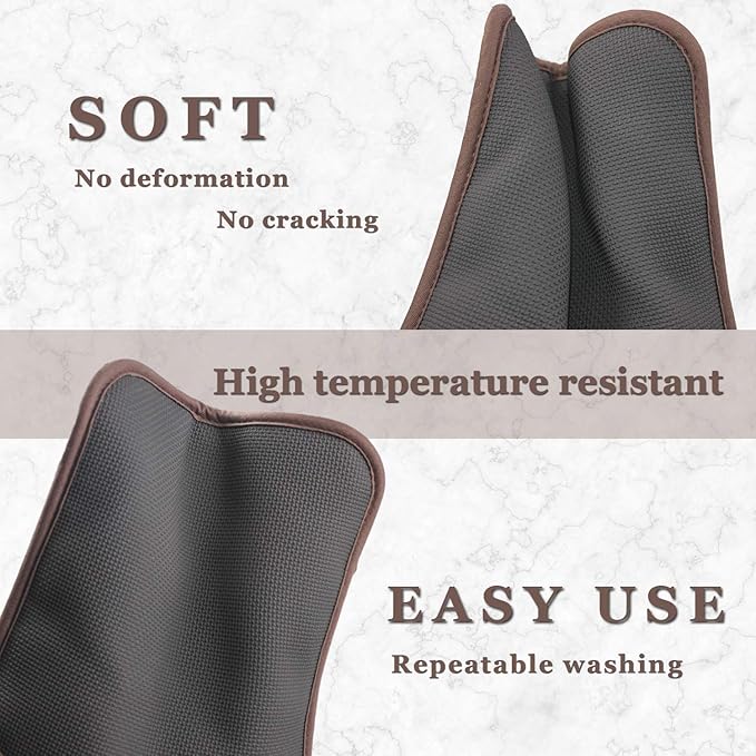 Cotton and Neoprene Oven Pads Pot Holders with Pocket 8"x8.5" Dual-Function Hot Pad Set for Finger Hand Wrist Protection Heat Resistant to 428°F Brown