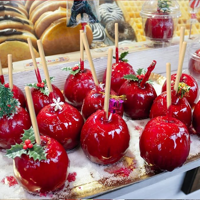400 pcs Candy Apple Skewer Sticks, PEOUWNES 5mm 5.5 inch Caramel Apple Sticks, Corn Dog Sticks, Rock Candy Stick, Bamboo Skewers for Corn Cob Kabob, Lollipop, Grill