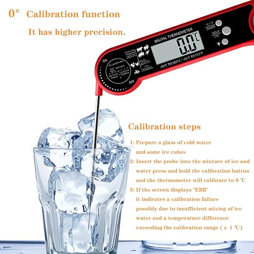 Meat Thermometer Digital with ±0.5℉ Precision, 100% Waterproof, Motion Sensing Food Thermometer for Cooking Kitchen Oven Grill Candy BBQ, Red