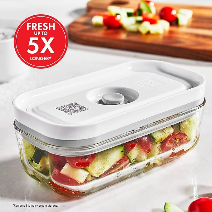 ZWILLING Fresh & Save 2-Piece Small Glass Vacuum Sealer Food Storage Containers with Airtight Lids