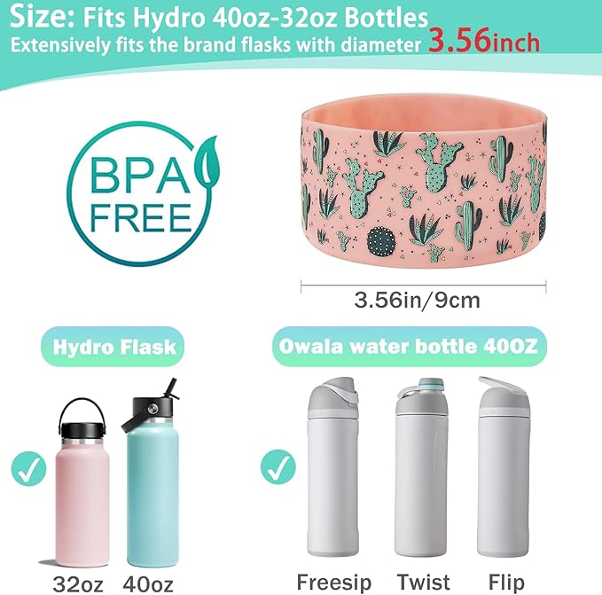 WK IEASON Protective Silicone Base Cover Boot for Hydro Flask Wide Mouth, Anti-Slip Silicone Sleeve Bottom Bumper As Hydro Flask Water Bottle Accessories-3.56inch Bottom Diameter