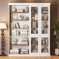 70.8" Tall Farmhouse Kitchen Pantry Cabinet with Glass Doors, Modular Wooden Storage Hutch with 6-Tier Adjustable Shelves for Kitchen or Living Room, White, Set of 2