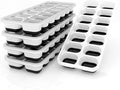 DclobTop Ice Cube Trays with Lid, 5 Pack Stackable Ice Cube Maker for Freezer with Removable Lids, BPA-Free Rectangular Mold Set, Easy-Release Plastic & Silicone Tray for Cocktail, Coffee -Black