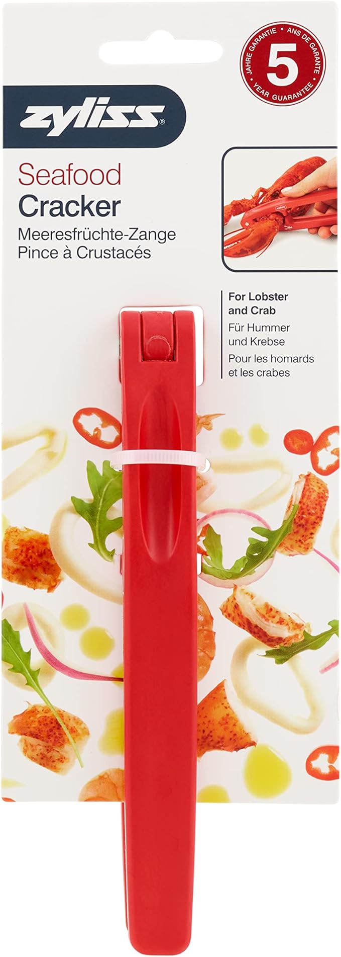 Zyliss Seafood Cracker Tool – Durable Shellfish Opener for Lobster, Crab Legs & More – Ergonomic Grip, Ridged Teeth, Unbreakable Plastic – Dishwasher Safe – Compact & Lightweight – 5-Year Warranty