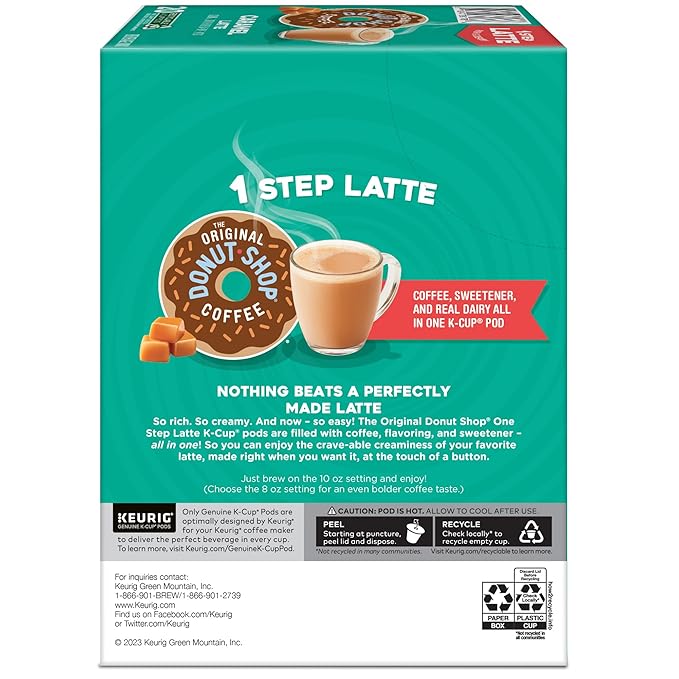 The Original Donut Shop Caramel One-Step Latte, Keurig Single Serve K-Cup Pods, 20 Count