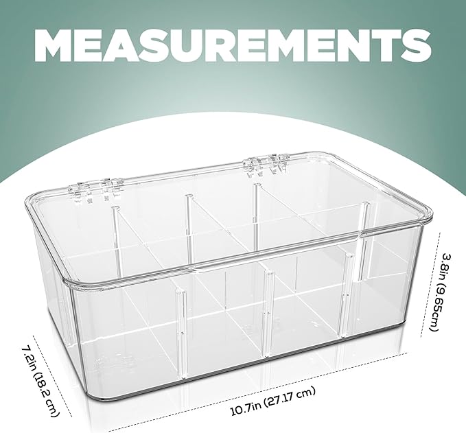 Utopia Home - Tea Bag Organizer With Lids, (2 Pack) Clear Pantry Storage Box - Stackable Partition Organizers or Holder With Lids For Drawers, Countertops, Fridge, Kitchen, Snack & Spice Organization