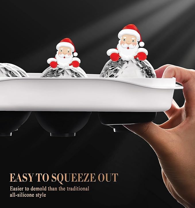 Whiskey Ice Ball Maker, [Fill without Funnel & Easy Release] 2.2'' Round Large Iced Cube Trays with Cover, Reusable Sphere Silicone Ices Tray with Lids for Bourbon, Gift for Brandy Lover