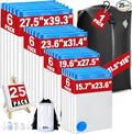 25 Pack Vacuum Storage Bags for Clothing Travel Vacuum Seal Bags With Wireless Pump IP67 Waterproof Reusable Vacuum Compression Bags for Clothing Luggage (1Travel Bag +6Small+6Middle+6Large+6Jumbo)