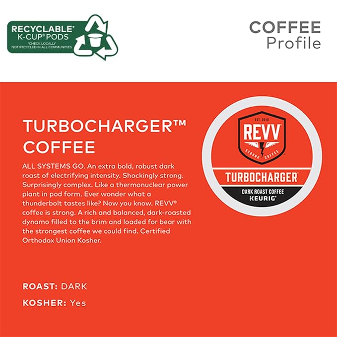 REVV Turbocharger Keurig Single-Serve K-Cup Pods, Dark Roast Coffee, 96 Count