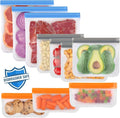 Lerine 10 Pack Dishwasher Safe Reusable Bags, Leakproof Reusable Freezer Bags, BPA Free Food Storage Bags for Marinate Food Travel - 3 Gallon 4 Sandwich 3 Snack