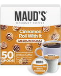 Maud's Cinnamon Roll Flavored Coffee Pods, 50 ct, Medium Roast Flavored Coffee in Recyclable Single Serve Pods – 100% Arabica Beans, Compatible with Keurig K Cups Maker