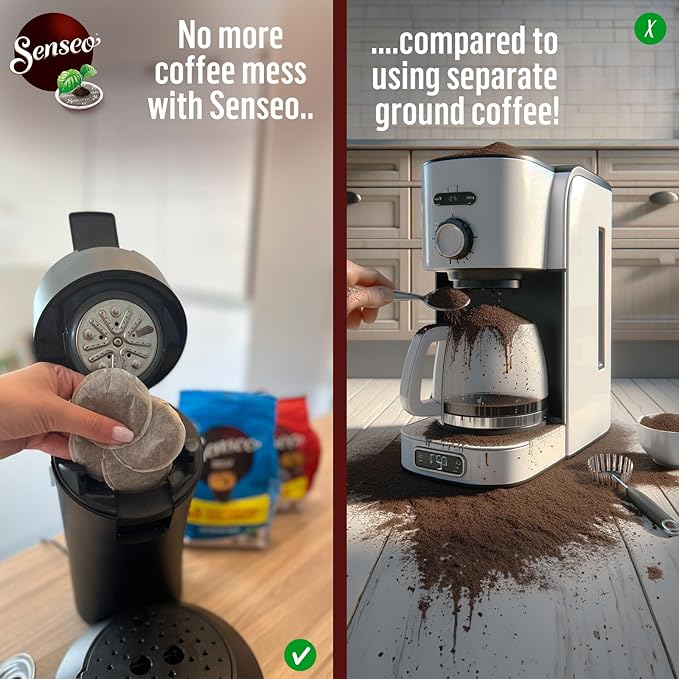 Senseo Strong Roast Coffee Pods – 48 Count (2 Packs) – Full-Bodied Dark Roast Flavor – Single-Serve Coffee Pads Compatible with Senseo Machines