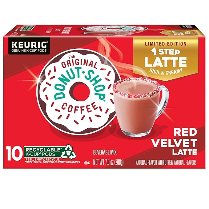 The Original Donut Shop One Step Red Velvet Latte, Keurig Single-Serve K-Cup Pods, Flavored Coffee, 60 Count (6 Packs of 10)