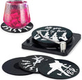 Valdivia Retro Vinyl Record Coasters with Player, 6 Pcs Music Coasters for Drinks, Bars, Cool Apartment Decor and Funny Housewarming Gifts New Home Presents for Music Lovers, Birthday Gifts for Men