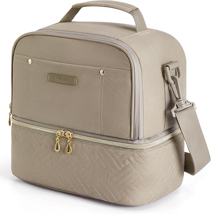 TOURIT Lunch Bag Women Double Deck Lunch Box Insulated Lunch Cooler for Women Men Work, Camel