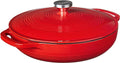 Lodge 3.6 Quart Enameled Cast Iron Covered Casserole with Lid – Dual Handles – Oven Safe up to 500° F or on Stovetop - Use to Marinate, Cook, Bake, Refrigerate and Serve – Solid Red