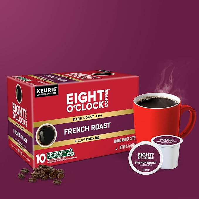 Eight O'Clock Coffee French Roast, Single-Serve Coffee K-Cup Pods, Dark Roast, 60 Count