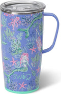 Swig Life 22oz Travel Mug, Insulated Tumbler with Handle and Lid, Cup Holder Friendly, Dishwasher Safe, Stainless Steel, Travel Coffee Cup, Insulated Mug with Lid (Under the Sea)