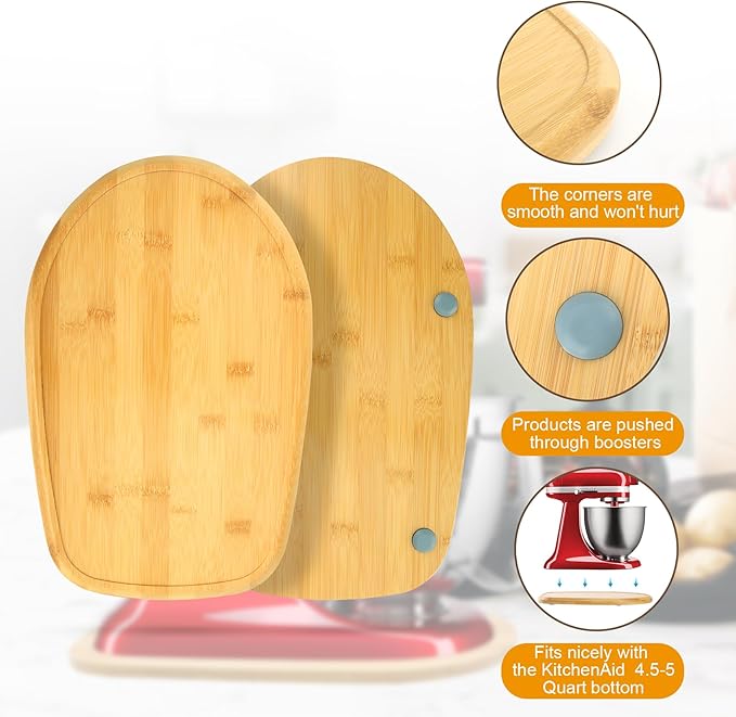 Upgrade Mixer Slider Mat for Kitchen Aid Stand Mixer, Bamboo Sliding Board for Artisan 4.5-5 Qt Tilt Head Stand Mixer, Kitchen Aid Accessories and Attachments, Thickness 2cm/0.79in, Natural