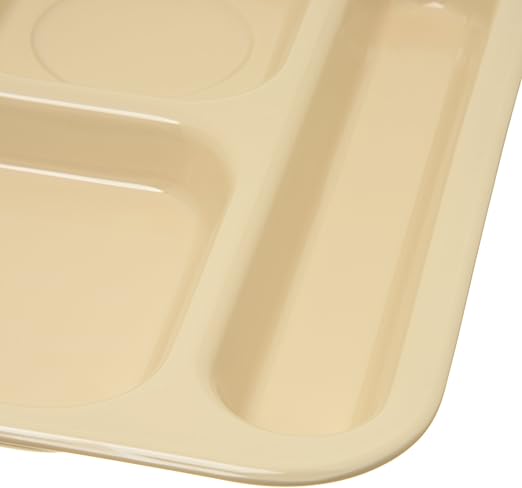 Carlisle FoodService Products Right Hand 6-Compartment Melamine Tray 14.5" x 10" - Tan (Pack of 12)