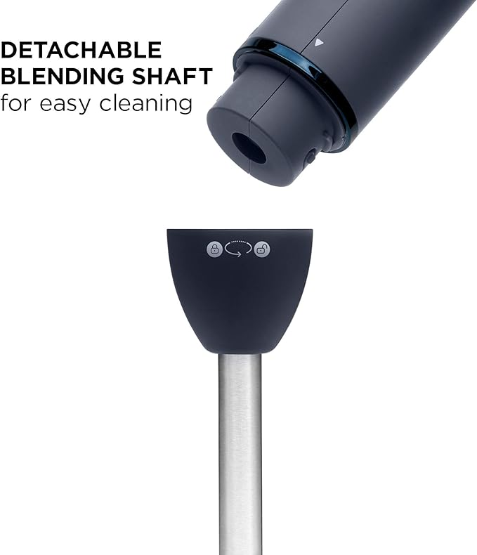 Chefman Immersion Stick Hand Blender with Stainless Steel Blades, Powerful Electric Ice Crushing 2-Speed Control Handheld Food Mixer, Purees, Smoothies, Shakes, Sauces & Soups, Midnight Blue