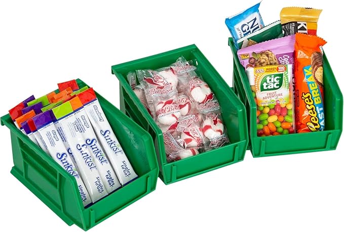 Akro-Mils 30210 AkroBins Plastic Storage Bins, Space-Saving Stackable for Garage, Pantry, Craft Organization, 5 x 4 x 3-Inch, Grey, 6-Pack